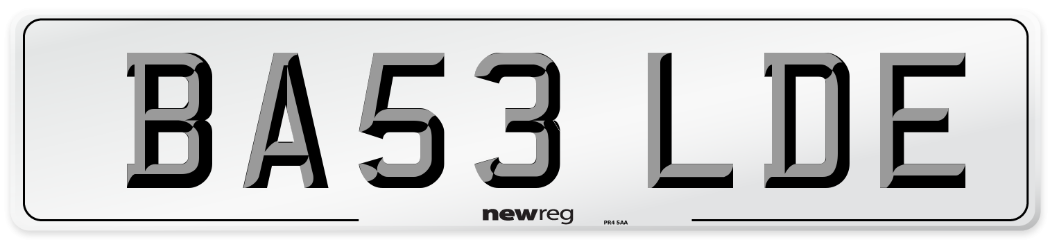 BA53 LDE Number Plate from New Reg